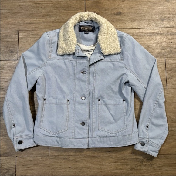 Pendleton Jackets & Blazers - Pendleton Denim Jacket Fleece Sherpa Collar Women’s Medium Trucker Dry Goods
